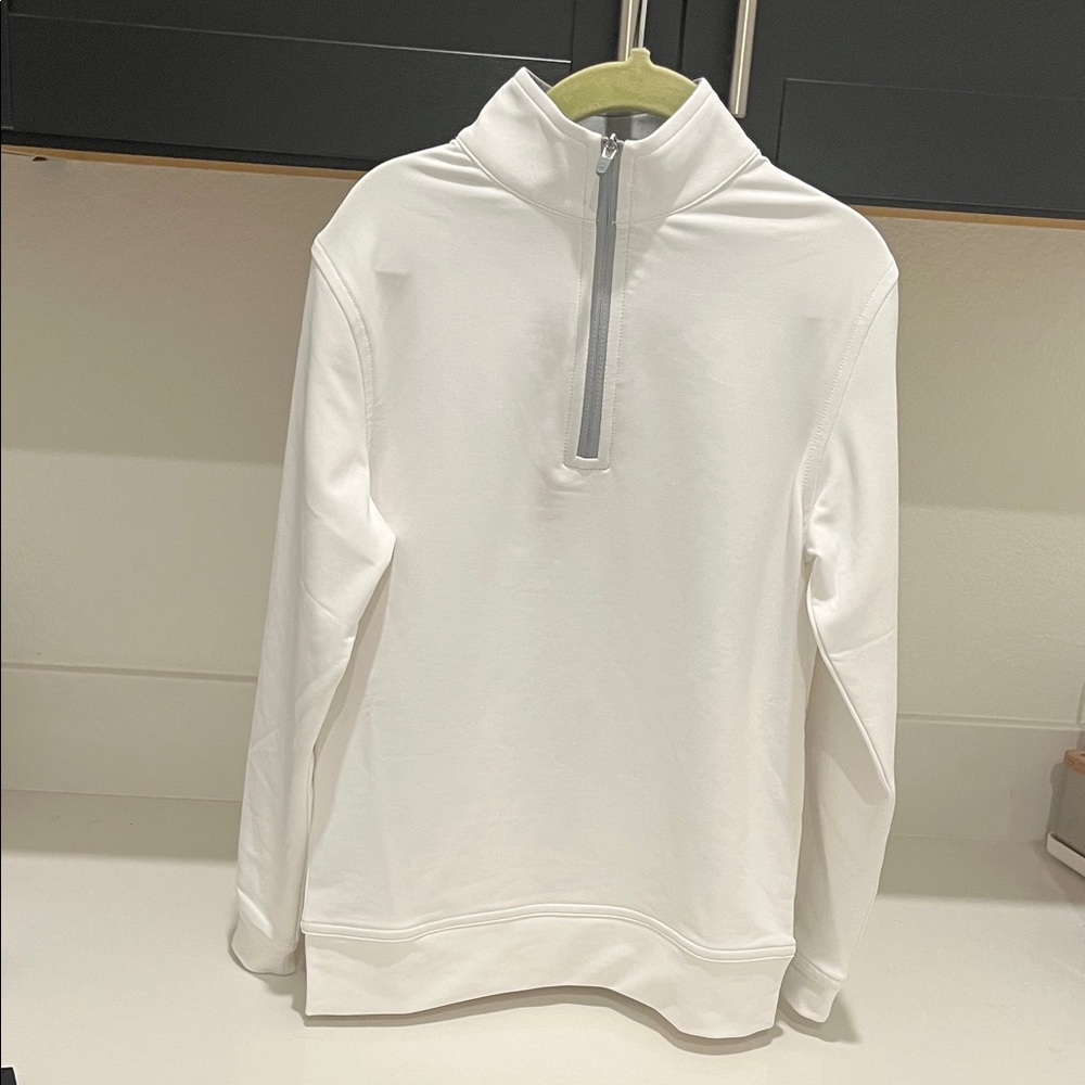 Peter Millar White Youth Quarter-Zip Pullover